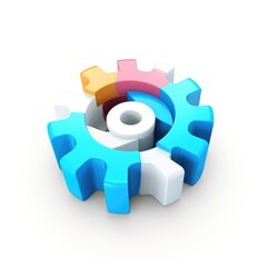 Cogwheel mascot for a company 3D logo. Generative AI