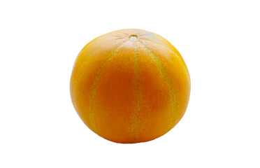 Yellow round melon on a white background