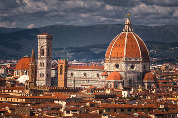 Fototapeta na wymiar The Cathedral of Santa Maria del Fiore and the Giotto's Bell Tower