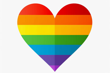 Pride flag heart in a white background. Diversity and LGBTI rights concept