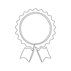 continuous line drawing of award ribbon.