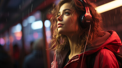 woman using smart phone in subway station