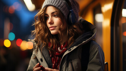 woman using smart phone in subway station