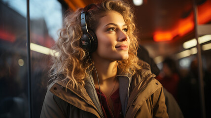 woman using smart phone in subway station