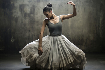 Fototapeta premium young woman ballet dancer in a studio, embodying grace and discipline.