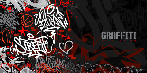 Trendy Dark Abstract Urban Style Hiphop Graffiti Street Art Vector Illustration Background Template