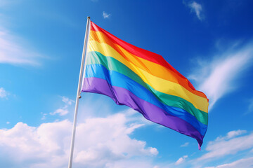 Pride flag waving in the sky