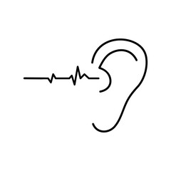 continuous line drawing of ear. - obrazy, fototapety, plakaty