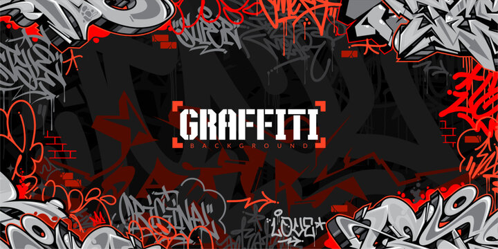 Fototapeta Abstract Urban Style Hiphop Graffiti Street Art Vector Illustration Background Template