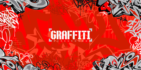 Red Colorful Abstract Urban Style Hiphop Graffiti Street Art Vector Illustration Background Template
