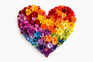 Heart made with pride colors in a white background