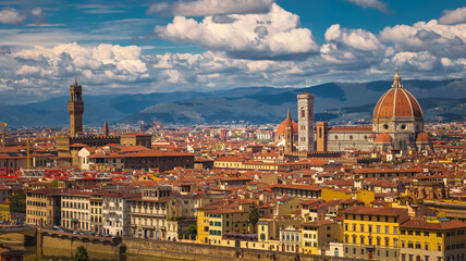 Fototapeta na wymiar The Cathedral of Santa Maria del Fiore and the Giotto's Bell Tower