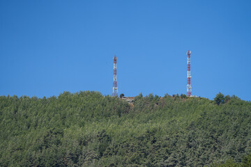 antennas for gsm signal placed on a mountain.
