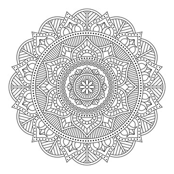 Vector flower mandala. Coloring book page for adult