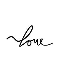 Continuous line script cursive text love