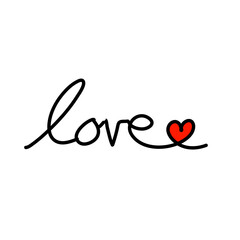 Continuous line script cursive text love