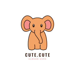 cute elephant cartoon animal mascot happy exspression adorable mammal logo design vector graphic illustration