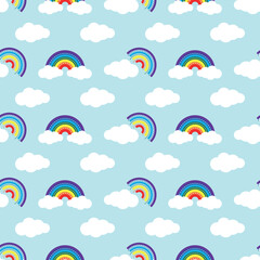 seamless sky pattern on a blue background in a children's room