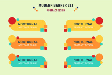 Modern abstract vector banner set. Flat geometric shape with different colors and different style. Template for web or print design, ready to use.