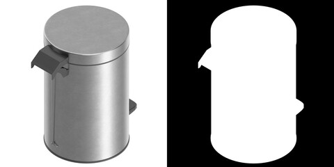 3D rendering illustration of a small trash bin