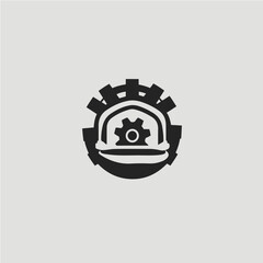 double exposure of safety helmet and gear logo