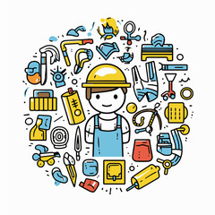 work on office doodle art