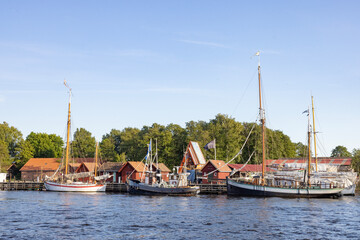 Fototapeta na wymiar Veteran boats in Fredrikstad harbor (Glomma) Norway 
