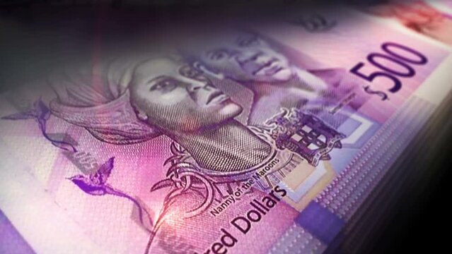 Jamaica money Jamaican Dollar money counting. JMD banknotes. Fast cash note count macro loop. Business, finance and economy. Loopable and seamless concept.