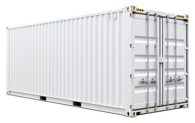 White shipping container isolated. - obrazy, fototapety, plakaty