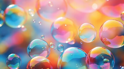 Beautiful background with soap bubbles. Multicolored bright summer background.