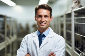 Caucasian Male Veterinarian Backdrop Good Looking Generative AI