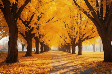 Fototapeta premium Falling leaves natural and Beautiful autumn background
