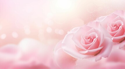 Fototapeta premium Ai generated illustration of a soft pink background with blossoming roses