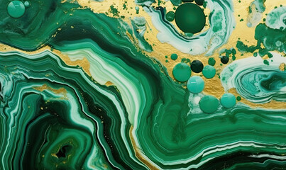 Texture of malachite stone background. Watercolor stains wallpaper.
