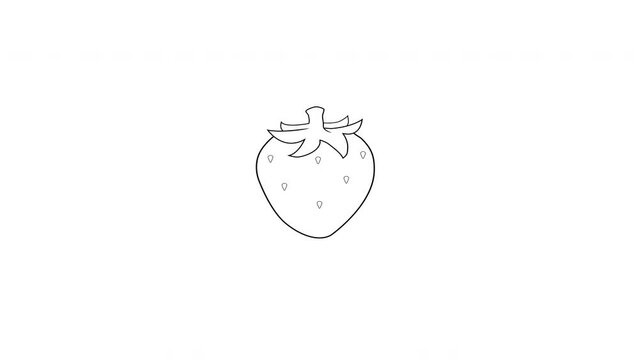 animated video of a black sketch of a strawberry shape