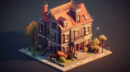 isometric corner house. Generative AI
