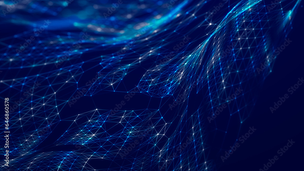 Poster Digital technology background. Network connection dots and lines. Futuristic background for presentation design. 3d