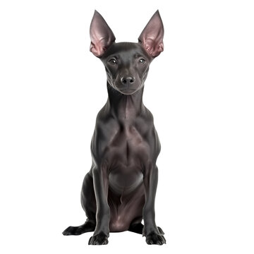 English toy terrier dog standing, isolated on white background.