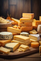 lots of types yummy cheese slices in good quality rich colors