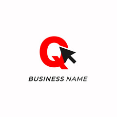 Obraz premium logo design combine letter Q and arrow click