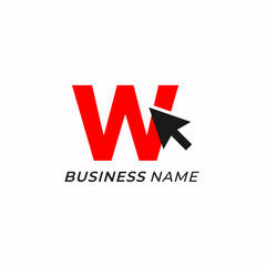 design logo combine letter W and click arrow