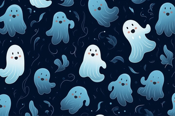 seamless pattern with halloween monsters on a dark background
