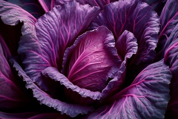 Fototapeta premium a vibrant purple cabbage, highlighting its tightly packed leaves and textured surface