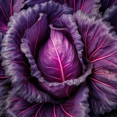 Obraz premium a vibrant purple cabbage, highlighting its tightly packed leaves and textured surface