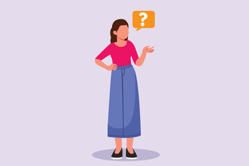 Confused Women in doubts and thoughts concept. Colored flat vector illustration isolated. 
