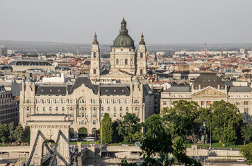 Fototapeta na wymiar Budapest, Hungary, August 15, 2023. Panorama of historical Budapest from Buda side.
