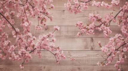 Vintage and Rustic Cherry Blossom Wood Atmosphere - AI Generated