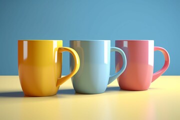 AI generated illustration of colorful cups on a bright background