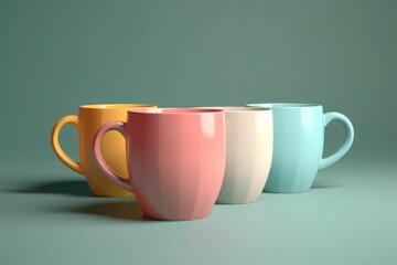 AI generated illustration of colorful cups on a bright background