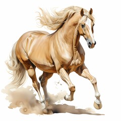 Obraz na płótnie Canvas AI generated illustration of a brown horse on a white background in watercolor